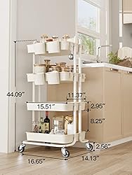 Pipishell 4-Tier Rolling Cart, Utility Cart with