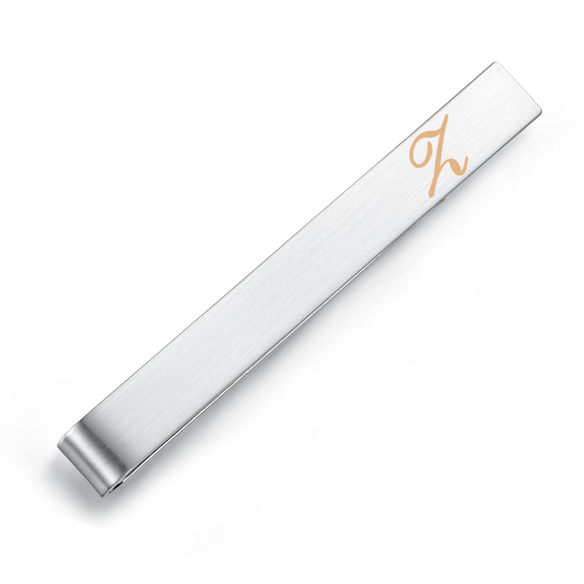 HONEY BEAR Mens Initial Alphabet Letter Tie Clip Bar - Normal Size for Business Wedding Gift,5.4cm,Brushed Silver A - Z (Z)