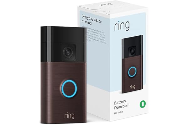 Like-New Ring Battery Doorbell, Home or business security with Head-to-Toe video, Live View with Two-Way Talk, and Motion Detection & Alerts, Venetian Bronze