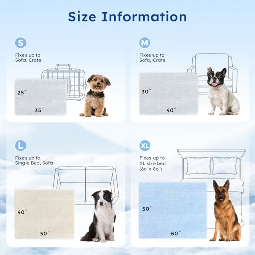 ZOMISIA Cooling Blanket for Dogs, Q-MAX>0.4 Cooling Mat, 127 x 102 cm, Grey | Summer self-cooling, large dogs, washable dog cooling mat, grey cooling blanket, for sofa dog bed, home and on the go