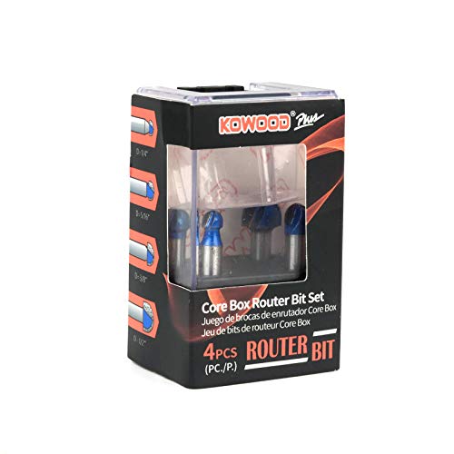KOWOOD Plus Core Box Router Bit Set, 1/4 Inch Shank, Cutting Diameter