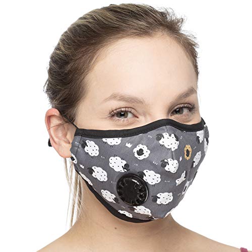 Debrief Me Dust Mask - Anti Pollution Breathable Respirator Mask (1 Mask + 6 Filters) Military Grade N99 Flu Mask Carbon Activated Filtration - Reusable Washable - Comfy Cotton Adjustable(Sheep Grey)