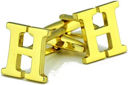 Promotioneer Mens Small Gold Letter Cufflinks Initial Alphabet Cufflink with Gift Box