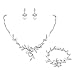 EVER FAITH Marquise CZ Simulated Pearl Bridal Flower Leaf Filigree Necklace Earrings Bracelet Set