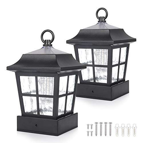 Solar Fence Post Light Solar Deck Light Solar Post Cap Light Solar Patio Light 15 LUMENS ST130QFX2 fit for 3.7X3.7″ Regular Fence Posts or with Included Adaptor fit for Bigger Flat Surface