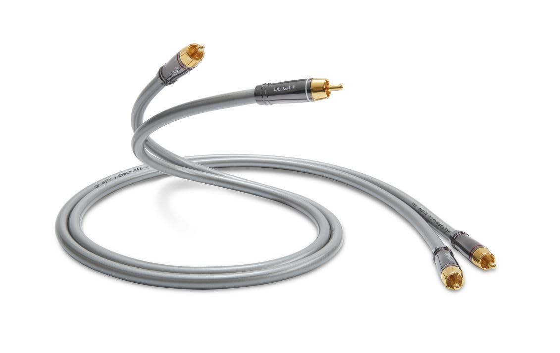 QED Performance Audio 40i 2m RCA Stereo Audio Cable for Connecting 2 Phono Connectors to 2 Phones Solid Complementary Conductor™ Technology and Anamate™ RCA Connectors - Black
