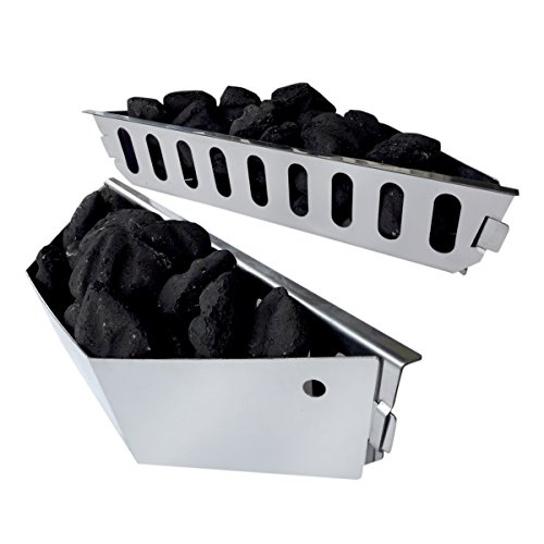 Stainless Steel Charcoal Basket- BBQ Grilling Accessories for Grills and 22" Kettles- Heavy Duty Char-Basket for Briquette, Wood Chips- Charcoal Grill Accessories (Set of 2)