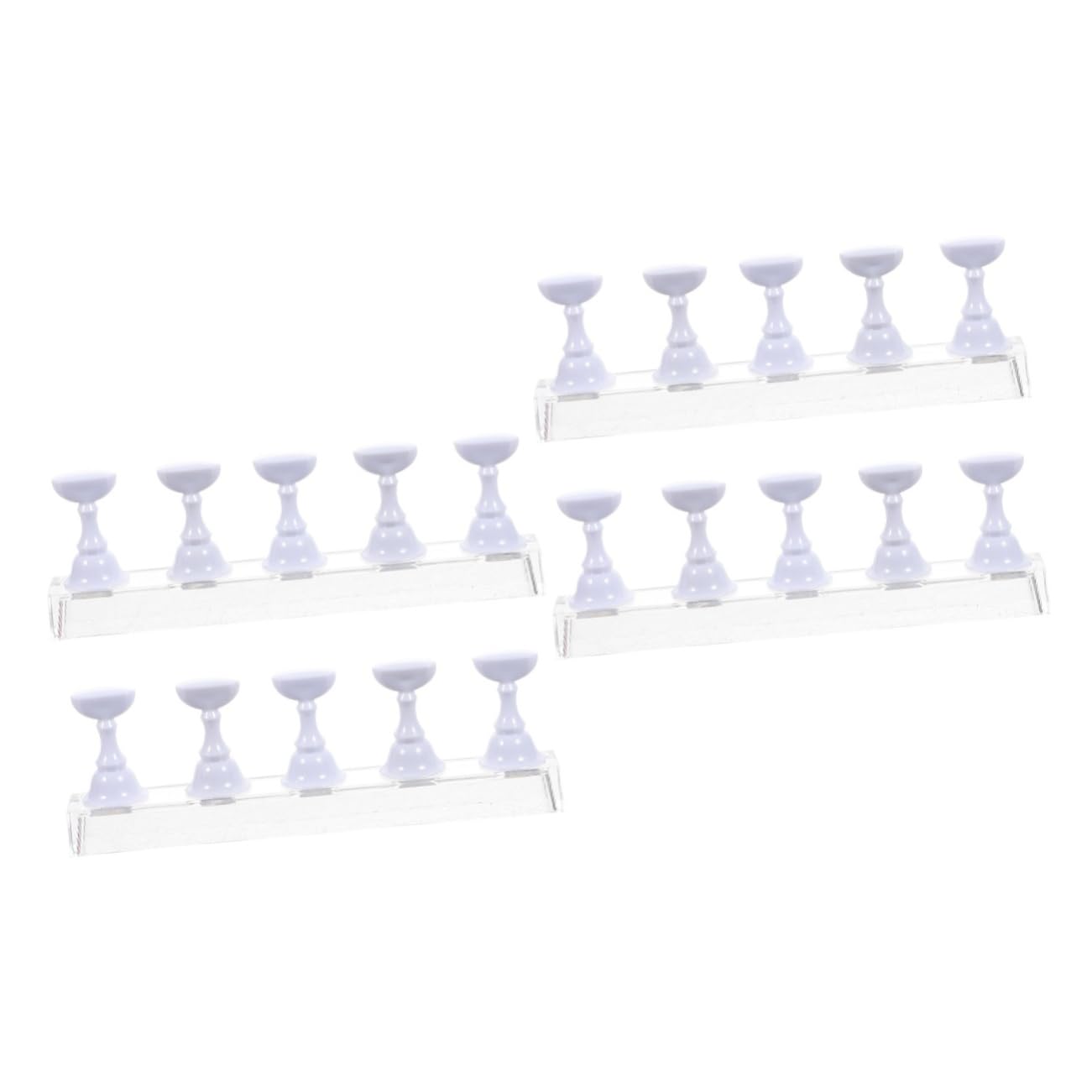 Healeved 4 Sets Acrylic Nail Art Tips Holder - Magnetic Nail Practice Stands for False Tips Display and Manicure Training at Home (White)