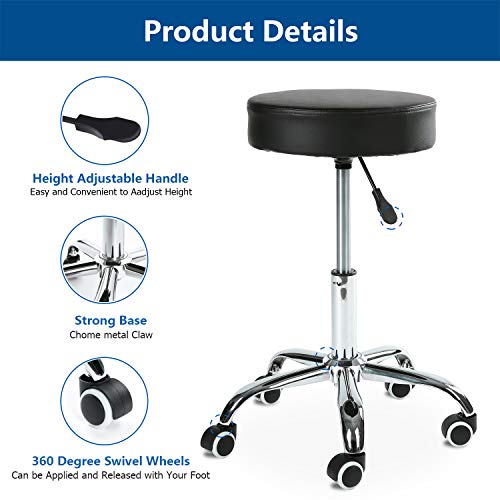 image for Rfiver Adjustable Hydraulic Rolling Swivel Salon Stool Chair for Massa