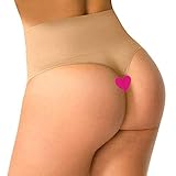 Evenriver Women Waist Tummy Shapewear Butt Lift Control Panty Thong Body Shaper,Beige,Medium (Waist 24.5-26.5 Inch)