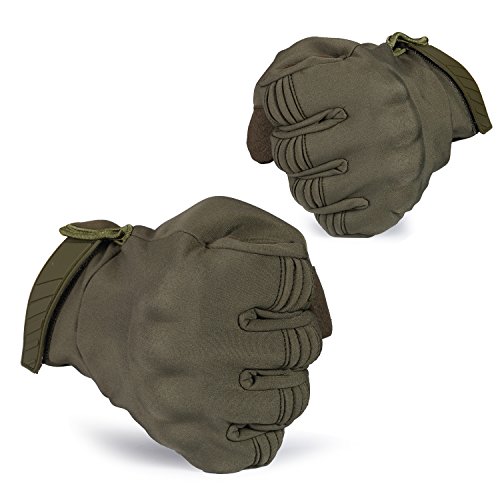 JIUSY Winter Windproof Warmer Touch Screen Military Rubber Hard Knuckle Tactical Gloves Full Finger Gloves for Cycling Motorcycle Hunting Snowboard Riding Bicycle Work Outdoor Green Size Small