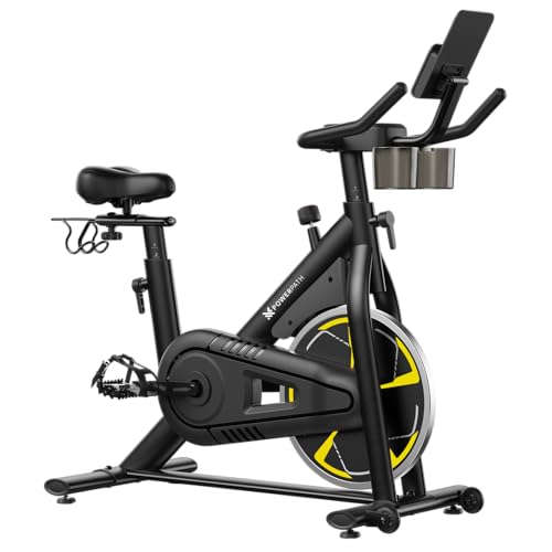 PowerPath - Bicicleta Fija Spinning Bluetooth Magnética Silenciosa Soporta 150 kg Monitor Electrónico Color Negro Ajustable Ideal para Entrenamiento Cardio con Apps en el Hogar