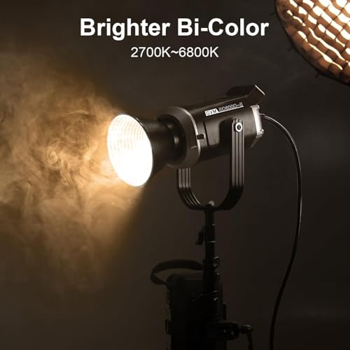 GVM 600W Bi-Color COB LED Video Light with APP/DMX Control, 2700K to 7500K, 128000Lux/1m, Continuous Photography for Studio, Film, Video Recording, Youtube, Photo Light CRI97+