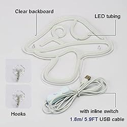 Chi-buy LED Neon Mushroom Cute Neon Sign, USB