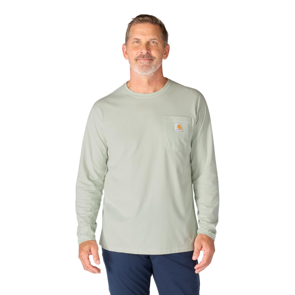 Carhartt Men's Force Relaxed Fit Midweight Long-Sleeve Pocket T-Shirt, Smoked Teal, 3X-Large Tall Image