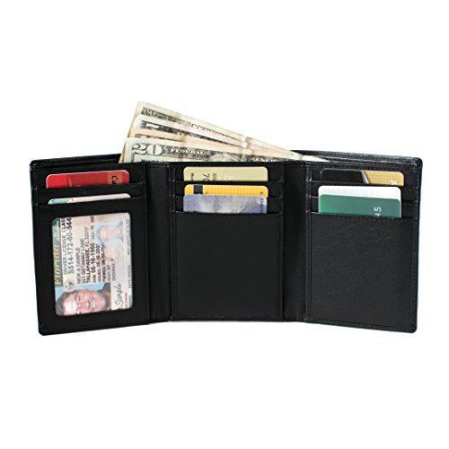 Men's Genuine Leather Trifold Wallet with Industry's Best RFID Wallet Shielding Protection for RFID Blocking by ID Stronghold