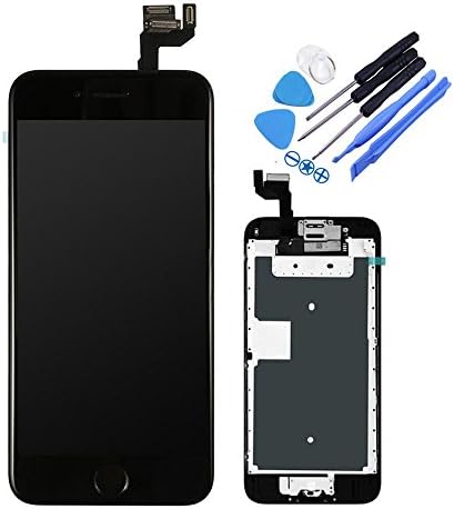 Repair Cracked iPhone 6S LCD Screen Replacement Touch Digitizer Full Assembly with 3D Touch Panel, Home Button, Front Camera, Ear Speaker, Repair Tools, Black