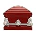 Titan Casket Orion Panel Collection (Red, Flag at Rest) Handcrafted Funeral Casket - Red with White Crepe Interior & 'Flag at Rest' Head Panel