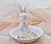 White Bunny Rabbit Ring Dish Holder Jewelry Tray For Earrings Necklace Bracelet Display Organizer