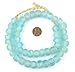 The Bead Chest African Recycled Glass Beads – Handmade in Ghana – Clear Marine 14mm Strand for Jewelry Making, Crafts, and Home Decor I Approximately 42 Beads