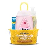 Johnson's First Touch Gift Set, Baby Bath, Skin, and Hair Essentials for New Parents, 5 Items