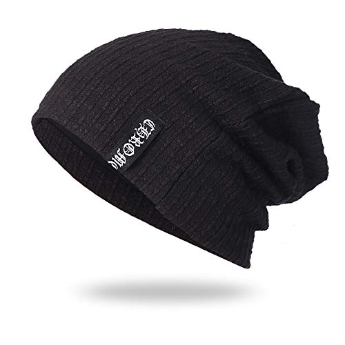 NRUTUP Hot Unisex Slouchy Beanie Skull Stylish Wrinkled Lightweight Thin Cap Accessories Hat .(Black,Free Size)