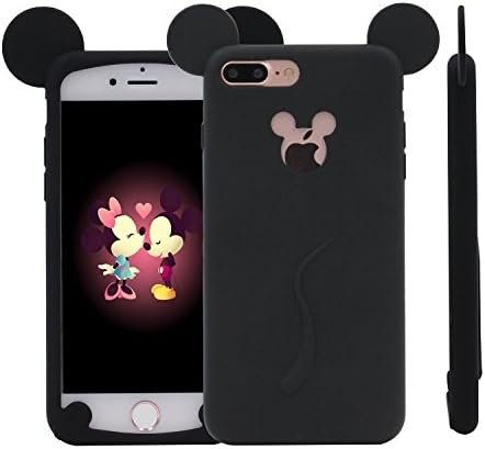 iphone 7 Plus Mickey Mouse Case,iphone 7 Plus Cartoon Gel Case,MODEFAN Cute 3D Cartoon Mickey Mouse Black Style Rubber Silicone Soft Gel Skin Case Cover for Apple iphone 7 Plus