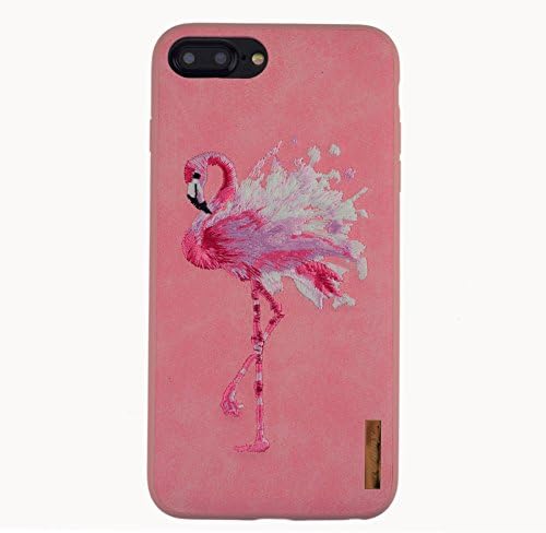 Xiaopangzi Luminous iPhone case, Magnetic Function Three-dimensional Embroidery Back Cover for iPhone 7 / 7Plus (Flamingo, for iPhone 7 Plus)