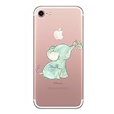 Qissy iPhone 7 Case Transparent TPU Cute Rabbit Elephant Bear Strawberry balloon Clear Design Cover (1)