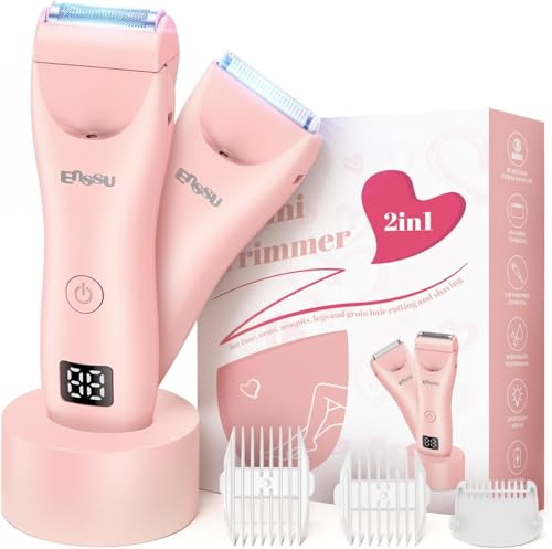 Enssu Aparador De Pelos Intimos Femininos 2 em 1 | Aparador de Pelos Feminino para Corpo e Virilha, Depilador Elétrico com Lâmina de Segurança, IPX7 à Prova d'Água