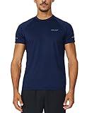 Baleaf Men's Quick Dry Short Sleeve T-Shirt Running Fitness Shirts Navy Size XL