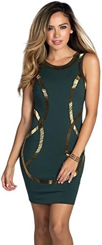 Babe Society Women's Hunter Beaded Bodycon Tank Cocktail Dress Large