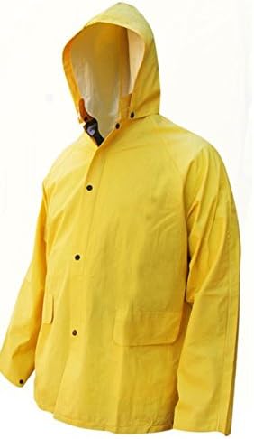 Bob Dale 95-1-601J-S PVC Polyester Rain Jacket with Detachable Hood, Small, Yellow