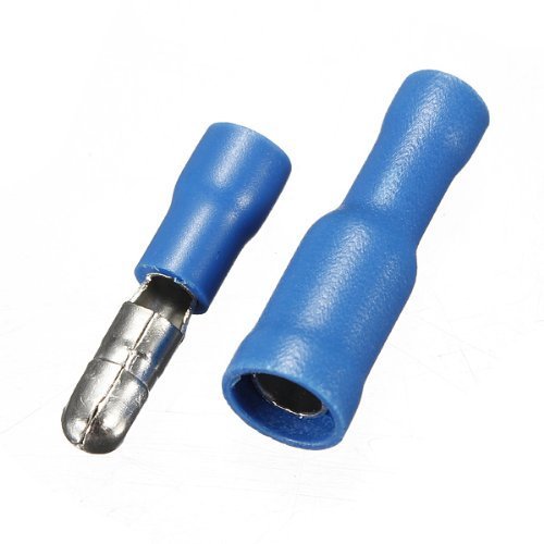 Onwon 50 PCS Blue 14-16 Awg Gauge Male-Female Solderless Crimp Bullet Plug Connectors Bullet Butt Connector wire Bullet Insulated Crimp Terminals