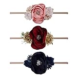 Floral Nylon Baby Girl headband - Subesty Flower Crown Hair Accessories For Newborn Infant Toddlers Kids Set Of 3