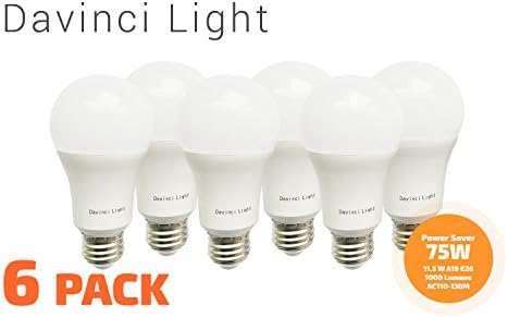 Davinci Light - 11.5W Light Bulbs - Premium 6-Pack A19, E26 Non-Dimmable LED Soft Light Bulbs- Top Energy Saving LED Light - 2700K - Perfect 60W Incandescent Bulb Replacement (6 Pack, Soft White)