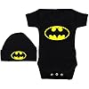 Body bébé Bat/Barboteuse/Gilet/T-Shirt & Beenie Hat Set Batman Noir 0 à 12 Mois