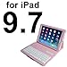 Eoso Keyboard Case for New 2018 iPad, 2017 iPad, iPad Pro 9.7, iPad Air 1 and 2 Folding PU Leather Folio Cover with Removable Bluetooth Keyboard(Pink)