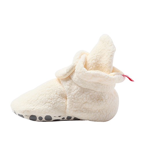 Cozie Fleece Baby Booties with Grippers 12M (6-12 Months), Cream