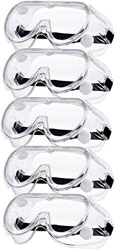 Medical Goggles Protective Safety Glasses,Anti- Fog,Anti-Splash,Anti-Scratch Safety Goggles,Eye Full Protection Chemical Eyewear for Home,Medical, Lab,Workplace(5pack)