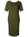 Women's Bodycon Maternity Dress Casual Short Sleeve Ruched Sides Knee Length Pregnant Dresses Green M