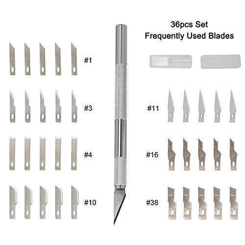 COMIART Precision Cutter Utility and Hobby Knife, 1 Pcs Solid Metal Craft Pen Knife with 36 Pcs Premium Grade Blades for Art, Hobby, Sculpture, Scrapbooking, Fine Point, Repair DTY - Thumbnail 7