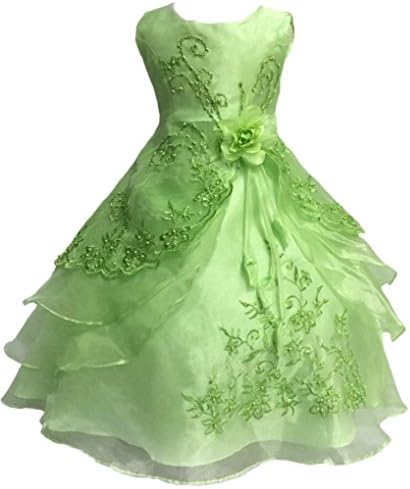 Shiny Toddler Little/Big Girls Embroidered Beaded Flower Girl Flower Girl Birthday Party Cosplay Dress-Up with Petticoat