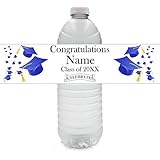 Blue Graduation Water Bottle Label (24CT) Customized by Partypro