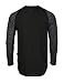 ZIMEGO Long Sleeve Raglan V Neck Henley Round Bottom Semi Longline T Shirt Black on Black Large