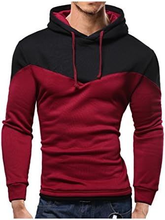 Fashion Hombre Hip Hop Mixed Colors Hoodie Sweatshirt Suit Slim Fit (S, Dark Red)