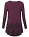 Long Sleeve Tunic Women Plus Size,Laksmi Round Neck Pleated Front Casual Shirts Vintage Floral Swing Office Wear Tunic Tops,Wine XX-Large