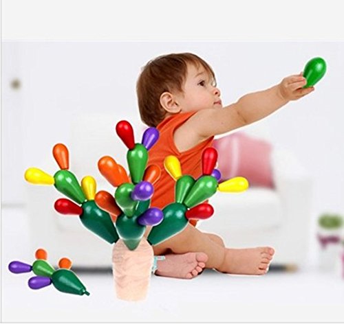 URToys Colorful Creative Wooden Blocks 28pc/set Wood Prickly Pear Cactus Blocks Infant Toys Wooden Blocks Mosaic Assembling Demolition Toys Gift for Children Educational
