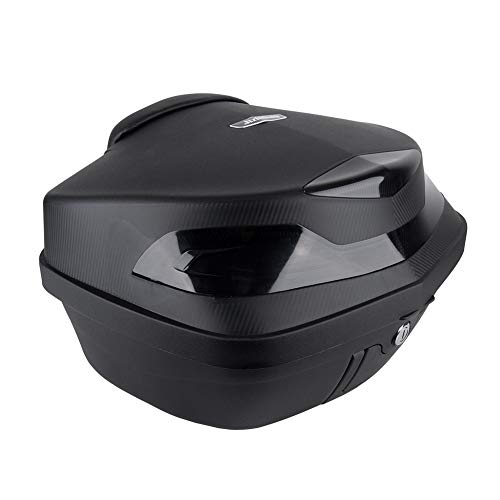 Comie Motorcycle Tour Tail Box Scooter Trunk Luggage Top Lock Storage Carrier Case w/Soft backrest&Handle - 48L Capacity - Can Store Two (2) Helmet (Black 2) - Thumbnail 2