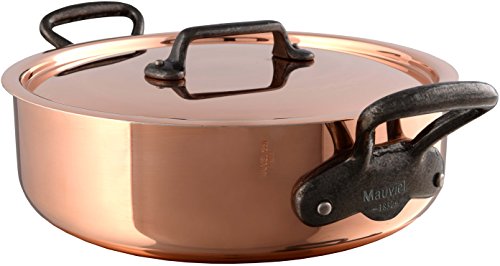 Mauviel 6546.03 M'Heritage M250C 2.5mm Copper Rondeau with Lid, 5 quart,